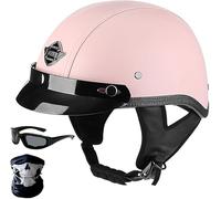 Casco Moto Con Teschi Rossi Per Uomo Donna, Casco A Scodella Per Motocicletta Cruiser Chopper Bobber, Set Con Occhiali E Maschera, Omologato ECE 22.06 Lid Retro Vintage 3,M/(54~57cm)