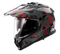 Casco moto enduro LS2 MX702 PIONEER II CRAZY nero-rosso XS