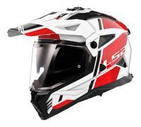 Casco moto enduro LS2 MX702 PIONEER II HILL bianco-rosso 2XL