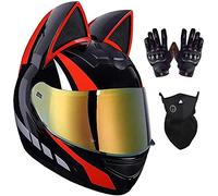 Casco Moto Integrale Da Donna Casco Moto Modulare Con Orecchio Di Gatto Caschi Apribili Con Visiera Omologati ECE Per Moto Da Strada Scooter Motocross D,M=57-58CM