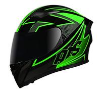 Casco Moto Integrale Da Strada, Casco Moto Approvato DOT/ECE Con Visiera Parasole E Spazio Bluetooth, Casco Da Corsa Per Ciclomotore Per Uomo Donna,Verde,L
