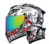 Casco Moto Integrale Doppia Visiera Omologato ECE/DOT Casco Integrale Per Uomo Donna Colorato Leggero Casco Moto Cross Giovani Uomini E Donne Casco Con Grafiche White Grey,M