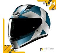 Casco moto integrale HJC C10 TEZ MC2SF Azzurro Opaco Argento Bianco - XL