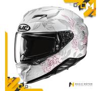 Casco moto integrale HJC F71 ELIZ MC8 Bianco Lucido Argento Rosa - S