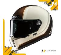 Casco moto integrale HJC V10 HODU MC9 Beige Lucido Bianco Marrone Oro - L