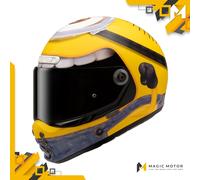Casco moto integrale HJC V10 STUART MINIONS MC3 Giallo Lucido Bianco Blu - S