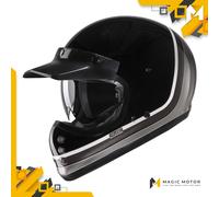 Casco moto integrale HJC V60 SCOBY MC5 Nero Lucido Argento Grigio - XL