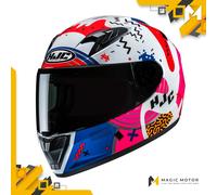 Casco moto integrale HJC Y10 MIKA MC28 Rosso Lucido Bianco Blu Rosa - L