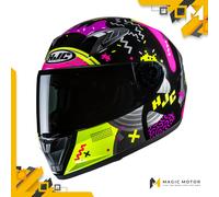 Casco moto integrale HJC Y10 MIKA MC3H Nero Lucido Argento Neon Rosa Viola - L