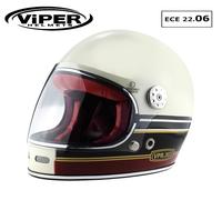 Casco Moto Integrale in Fibra di Vetro F656 Stile Vintage Classico ECE 22.06
