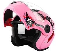 Casco Moto Integrale Modulare Flip Up Omologato DOT/ECE Moto Ciclomotore Street Racing Caschi per Adulti Uomo Donna con Doppia Visiera,Rosa,One Size