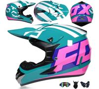 Casco Moto Integrale Per Ragazzi Casco Motocross Bambini Caschi Cross Per Adulti Uomo ATV Enduro MTB Certificato DOT/ECE Con Occhiali Maschera Guanti Caschi Da Discesa,Green/A-XXL