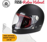VIPER F656 MOTO INTEGRALE CASCHI LANA DI VETRO VINTAGE CLASSIC ECE NERO OPACO