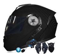 Casco Moto Integrato Bluetooth Modulare Flip Full Face Apribile con Doppia Visiera Caschi Speaker Integrato Microfono per Risposta Automatica Donna o Uomo Certificazione ECE