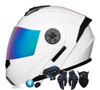 Casco Moto Integrato Bluetooth Modulare Flip Full Face Apribile con Doppia Visiera Caschi Speaker Integrato Microfono per Risposta Automatica Donna o Uomo Certificazione ECE