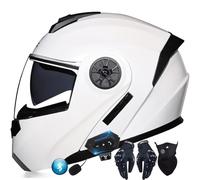 Casco Moto Integrato Bluetooth Modulare Flip Full Face Apribile con Doppia Visiera Caschi Speaker Integrato Microfono per Risposta Automatica Donna o Uomo Certificazione ECE