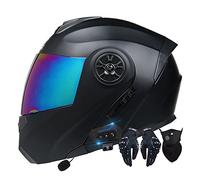 Casco Moto Integrato Bluetooth Modulare Flip Full Face Apribile con Doppia Visiera Caschi Speaker Integrato Microfono per Risposta Automatica Donna o Uomo Certificazione ECE