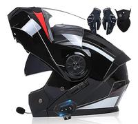 Casco Moto Integrato Bluetooth Modulare Flip Full Face Apribile con Doppia Visiera Caschi Speaker Integrato Microfono per Risposta Automatica Donna o Uomo Certificazione ECE