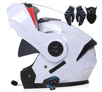 Casco Moto Integrato Bluetooth Modulare Flip Full Face Apribile con Doppia Visiera Caschi Speaker Integrato Microfono per Risposta Automatica Donna o Uomo Certificazione ECE