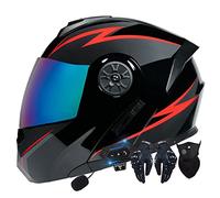 Casco Moto Integrato Bluetooth Modulare Flip Full Face Apribile con Doppia Visiera Caschi Speaker Integrato Microfono per Risposta Automatica Donna o Uomo Certificazione ECE