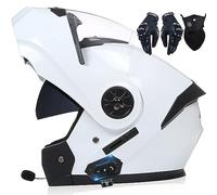 Casco Moto Integrato Bluetooth Modulare Flip Full Face Apribile con Doppia Visiera Caschi Speaker Integrato Microfono per Risposta Automatica Donna o Uomo Certificazione ECE