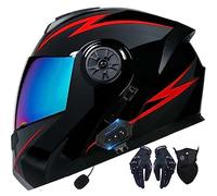 Casco Moto Integrato Bluetooth Modulare Flip Full Face Apribile con Doppia Visiera Caschi Speaker Integrato Microfono per Risposta Automatica Donna o Uomo Certificazione ECE
