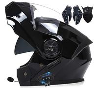 Casco Moto Integrato Bluetooth Modulare Flip Full Face Apribile con Doppia Visiera Caschi Speaker Integrato Microfono per Risposta Automatica Donna o Uomo Certificazione ECE