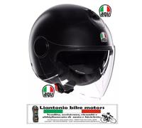 AGV - ETERES E2206, Casco da Moto Jet Unisex, Casco Moto Open Face con Anello Antifurto, Visiera Antigraffio e Anti-UV, Tecnologia con Assorbimento Istantaneo del Sudore, Matt Black, XL