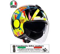 AGV - ETERES E2206, Casco da Moto Jet Unisex, Casco Moto Open Face con Anello Antifurto, Visiera Antigraffio e Anti-UV, Tecnologia con Assorbimento Istantaneo del Sudore, Matt Black, M