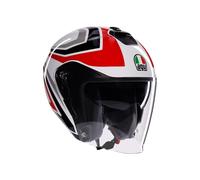 CASCO MOTO JET AGV IRIDES TOLOSA BLACK GREY RED TAGLIA XS