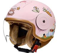 Casco Moto Jet Casco Carino Scooter Light Ciclomotore Caschi Moto Open-Face per Bambini Casco da Bicicletta per Tra 2 E 9 Anni D,46-54CM