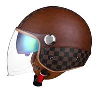 Casco Moto Jet Casco Scooter con Occhiali a Doppia Visiera Fodera Rimovibile Protezione per Le Orecchie Casco da Motociclista con Certificazione ECE Casco Scooter Adult Uomo Donna
