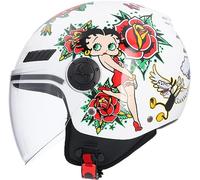 Casco Moto Jet ECE Omologato Casco La Betty Bianco Talla XS ( 53/54) Casco Moto Uomo Casco Donna