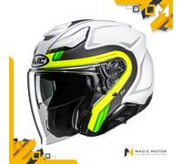 Casco moto jet HJC F31 BASK MC3HSF Bianco Opaco Argento Neon Nero - S