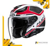 Casco moto jet HJC F31 CERON MC1SF Rosso Opaco Bianco Grigio Nero - M