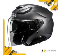 Casco moto jet HJC F31 SOLID SEMI FLAT TITANIUM Grigio Opaco Nero - M