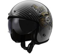 Casco moto jet LS2 OF601 Bob II Carbon Custom nero lucido M