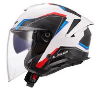Casco moto jet LS2 OF618 Verso II Air bianco-blu-rosso S
