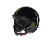 Casco Moto Jet MOMO DESIGN FGTR Classic E2206 STRIPES BLACK YELLOW FLUO