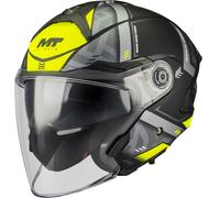 Casco moto jet MT Cosmo SV Arrow B3 nero opaco-grigio-giallo fluo M