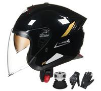 Casco moto jet omologato ECE 22.06 con luce di segnalazione rossa D,54-62cm
