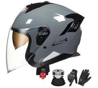 Casco moto jet omologato ECE 22.06 con luce di segnalazione rossa E,54-62cm