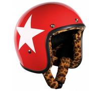 Casco MOTO Jet STAR ROSSO BANDIT casco open face NON OMOLOGATO fodera leopardata