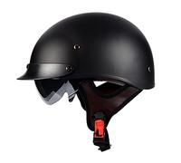 Casco Moto Mezzo Viso, Mezzo Casco Moto Con Visiera Parasole, Casco A Sgancio Rapido Approvato DOT/ECE Per Scooter Moto Per Uomo Donna,Dumb black,M