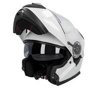 Casco Moto Modulabile Curve Krypton Bianco brillante, Materiale ABS, Visiera Solare Fumè, Chiusura Micrometrica, Adulti, Uomo e Donna, ECE 22.06 (XS)