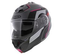 Casco moto modulare Caberg Duke Evo Move nero opaco grigio rosa