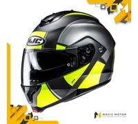 Casco moto modulare HJC C91N JYN MC3HSF Argento Opaco Neon Nero - XS