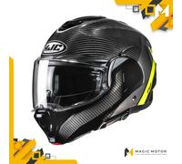 Casco moto modulare HJC F100 CARBON STAN MC3H Nero Lucido Grigio Neon - XXL
