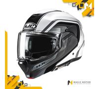 Casco moto modulare HJC F100 REFF MC1 Bianco Lucido Argento Grigio Nero - S
