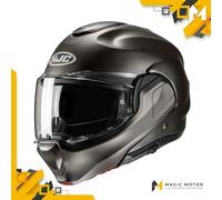 Casco moto modulare HJC F100 SOLID SEMI FLAT TITANIUM Grigio Opaco Nero - M